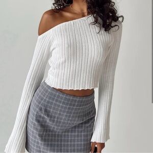 Princess Polly one shoulder white sweater